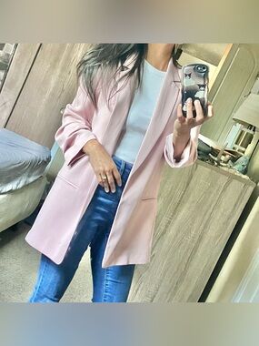 H&M light pink extended blazer